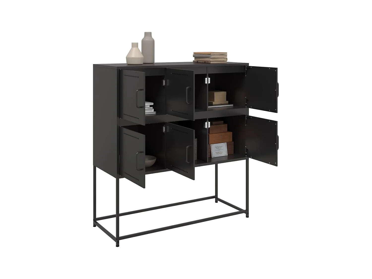 Buffet | Bahut | Meuble de rangement noir 100,5x39x107 cm acier