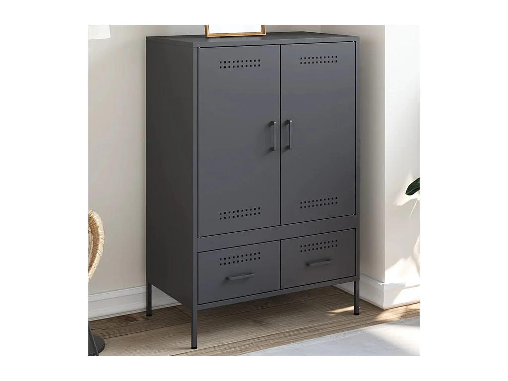 Credenza | Buffet | Armadio Antracite 68x39x101,5 cm Acciaio