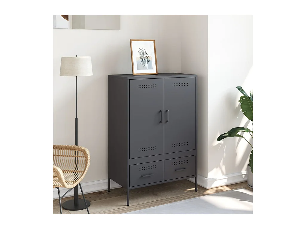 Credenza | Buffet | Armadio Antracite 68x39x101,5 cm Acciaio