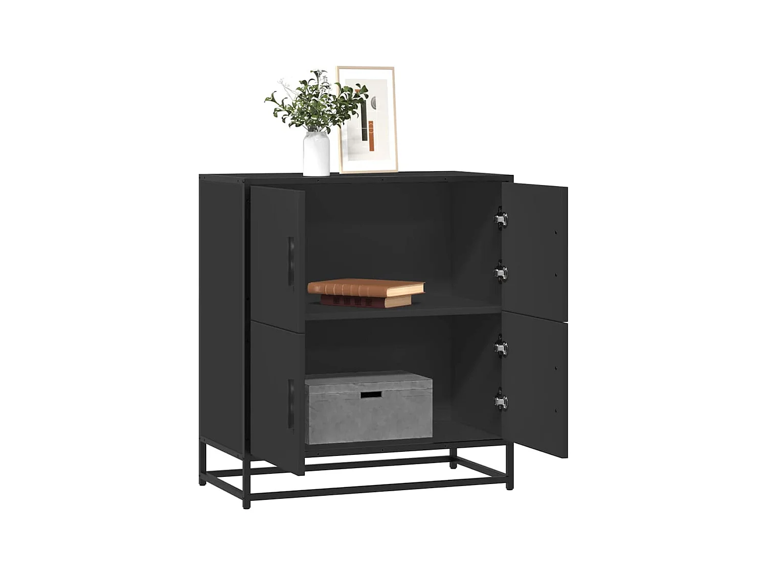 Credenza | Buffet | Armadio Rovere Nera 68x35x76 cm in Legno Multistrato