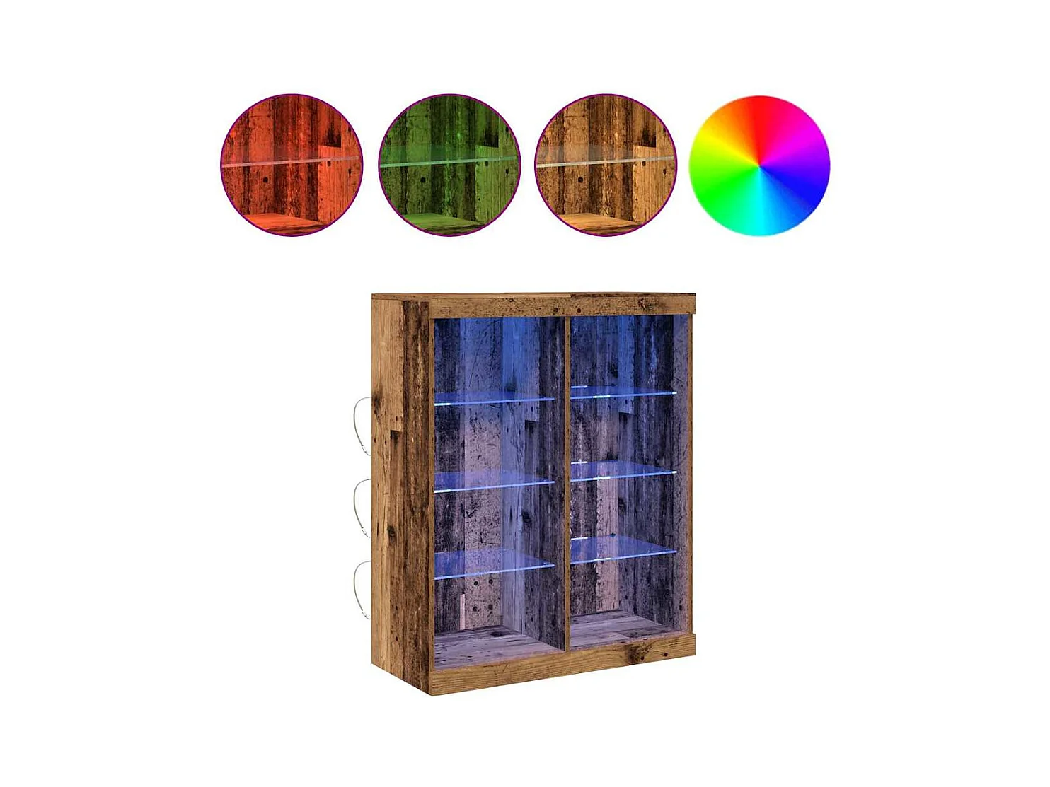 Buffet | Bahut | Meuble de rangement avec éclairage LED en vieux bois 41x37x100 cm