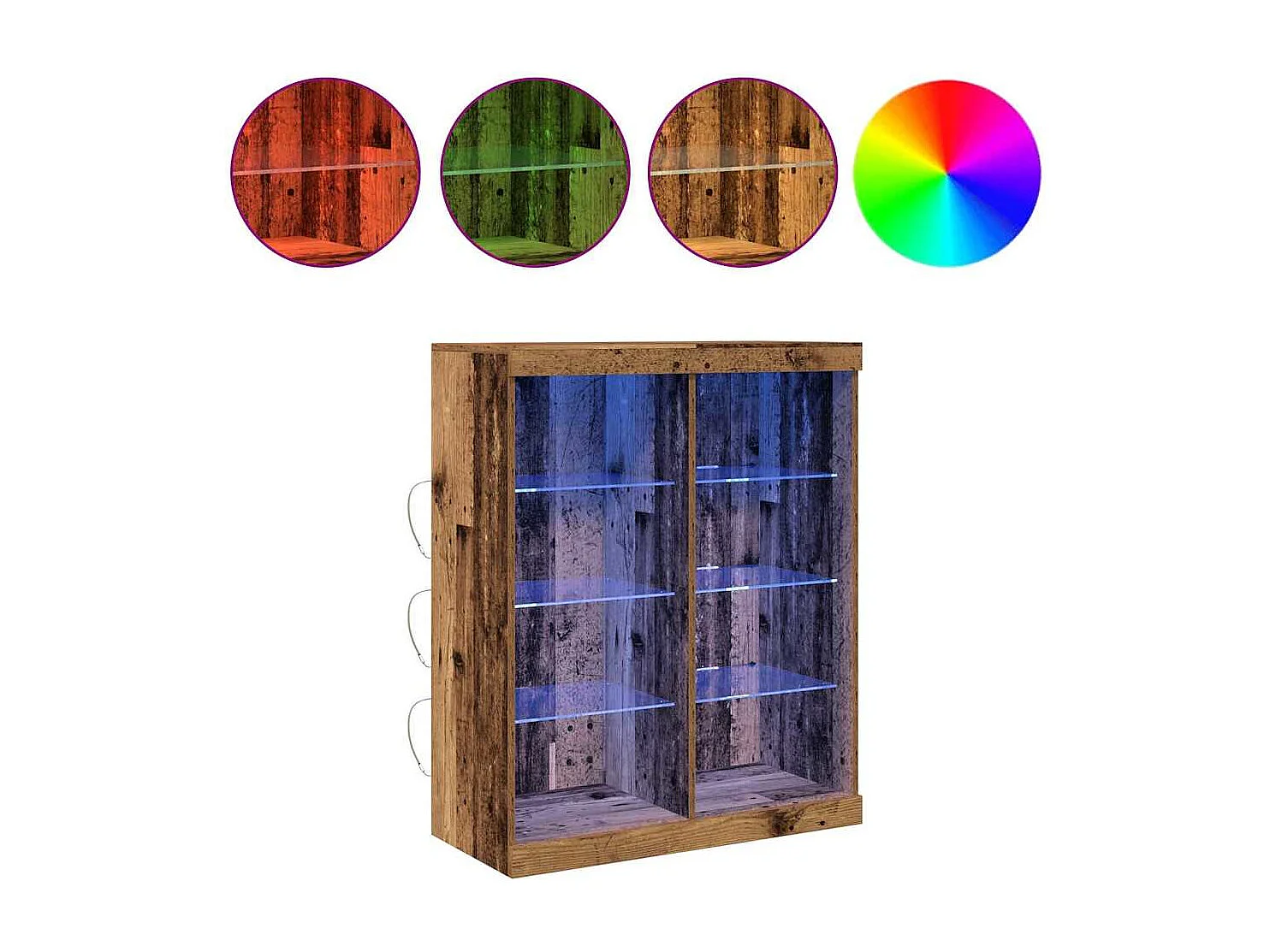 Buffet | Bahut | Meuble de rangement avec éclairage LED en vieux bois 41x37x100 cm