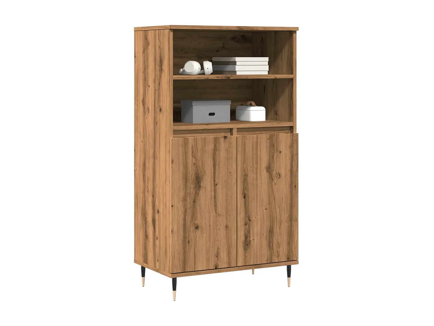 Buffet | Bahut | Meuble de rangement haut chêne artisanal 60x36x110 cm bois d'ingénierie