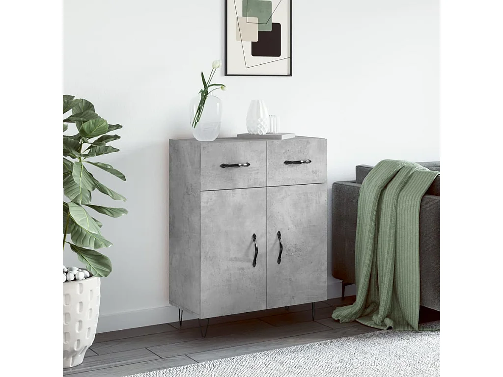Credenza | Buffet | Armadio Grigio Cemento 69,5x34x90 cm in Legno Multistrato