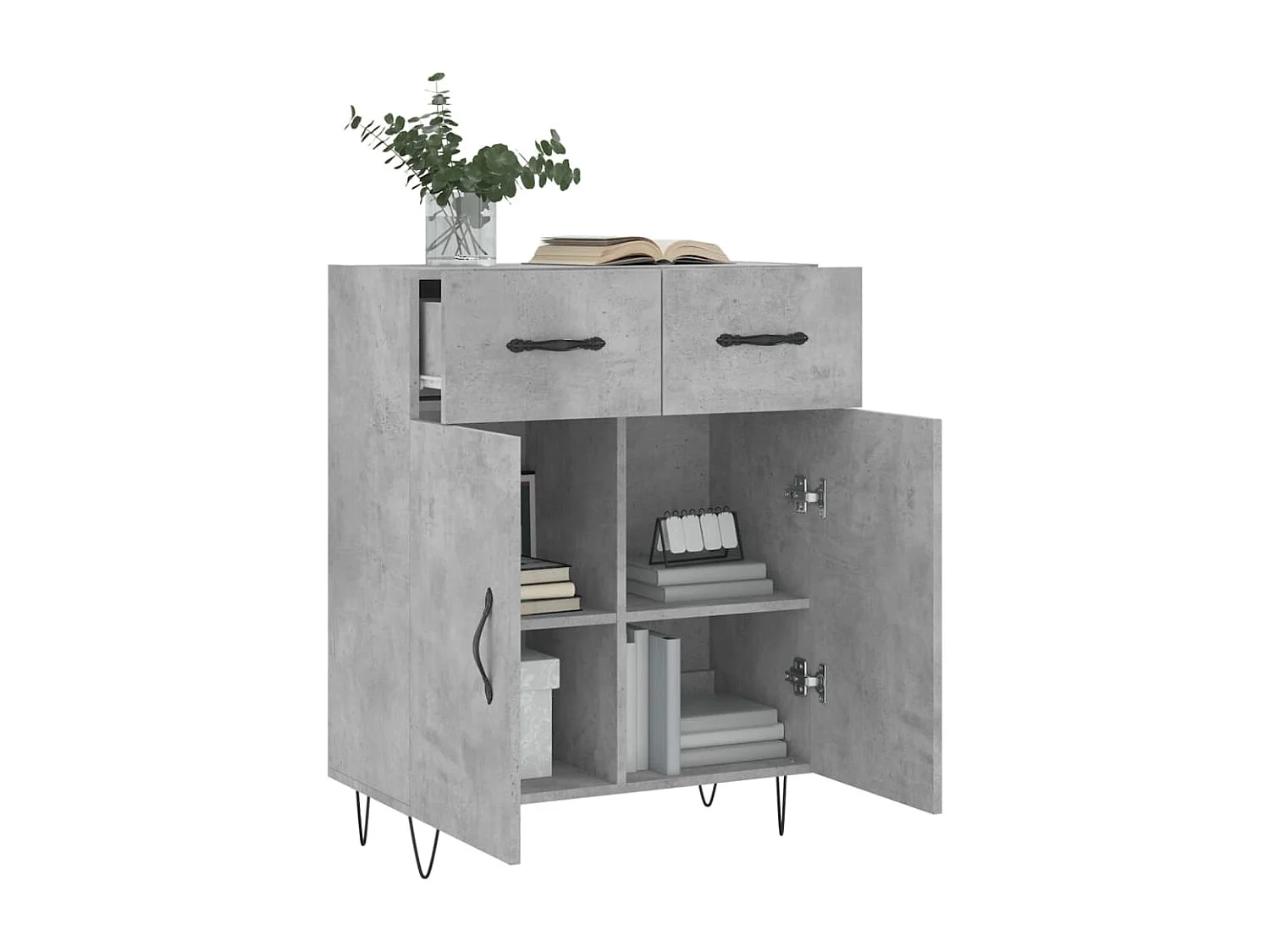 Credenza | Buffet | Armadio Grigio Cemento 69,5x34x90 cm in Legno Multistrato