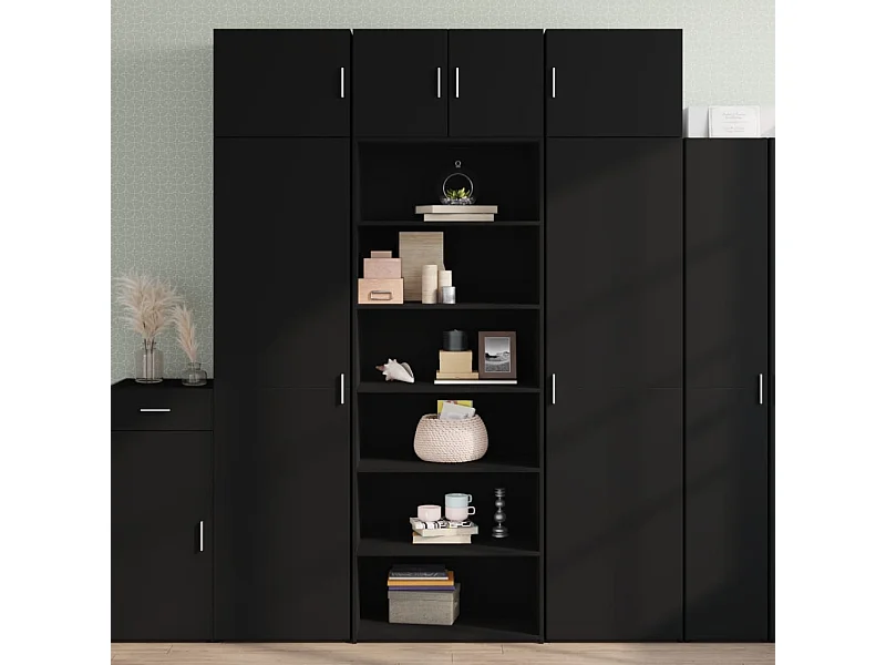 Buffet | Bahut | Meuble de rangement haut noir 70x41x185 cm bois d'ingénierie