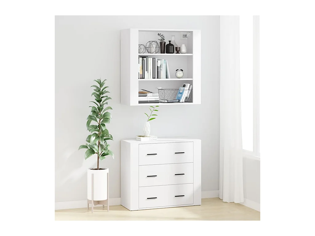 Buffet | Bahut | Meuble de rangement haut Blanc Bois d'ingénierie