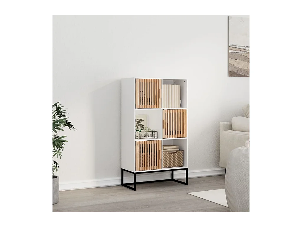 Buffet | Bahut | Meuble de rangement haut blanc 70x35x125 cm bois d'ingénierie