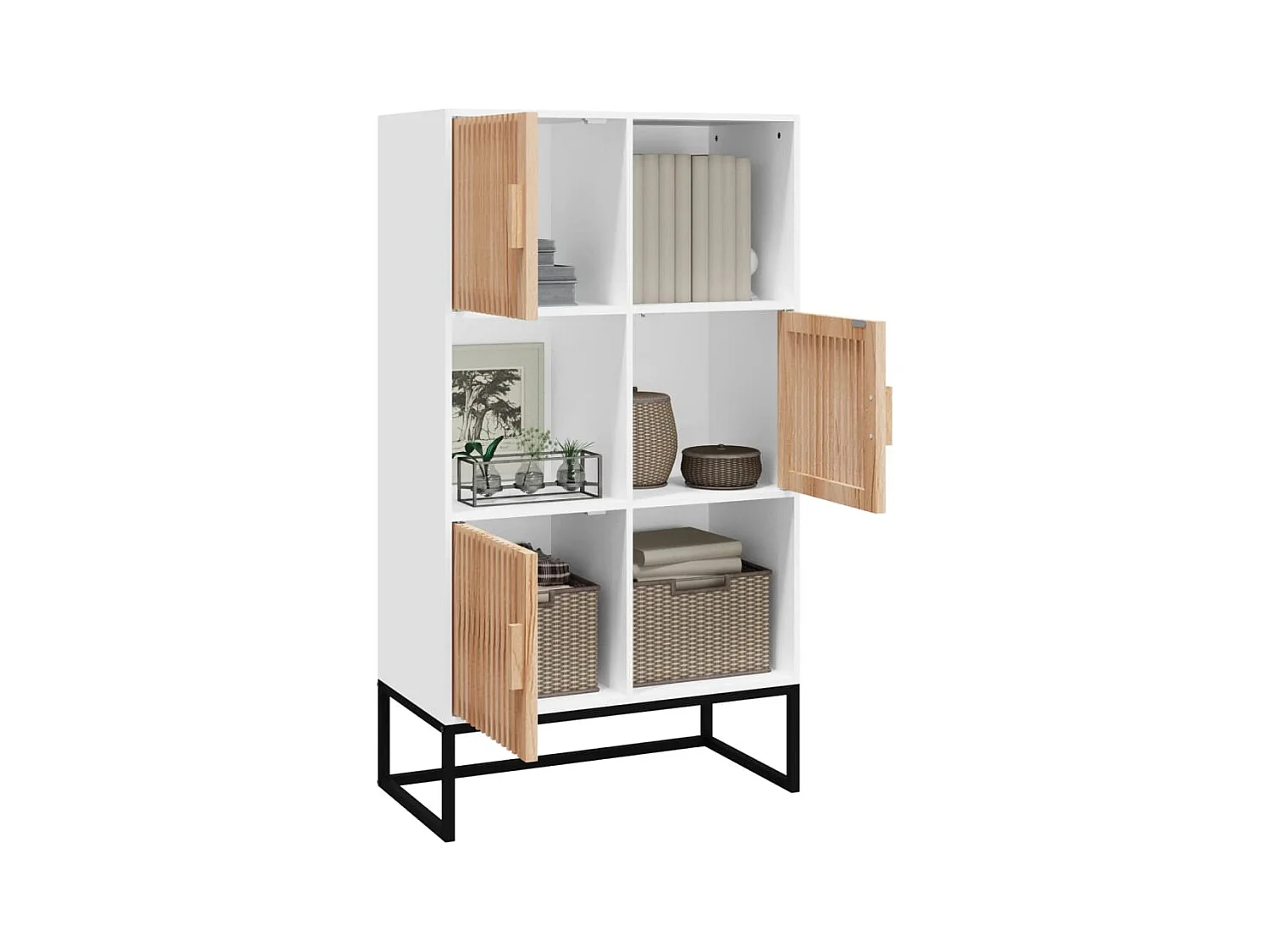 Buffet | Bahut | Meuble de rangement haut blanc 70x35x125 cm bois d'ingénierie
