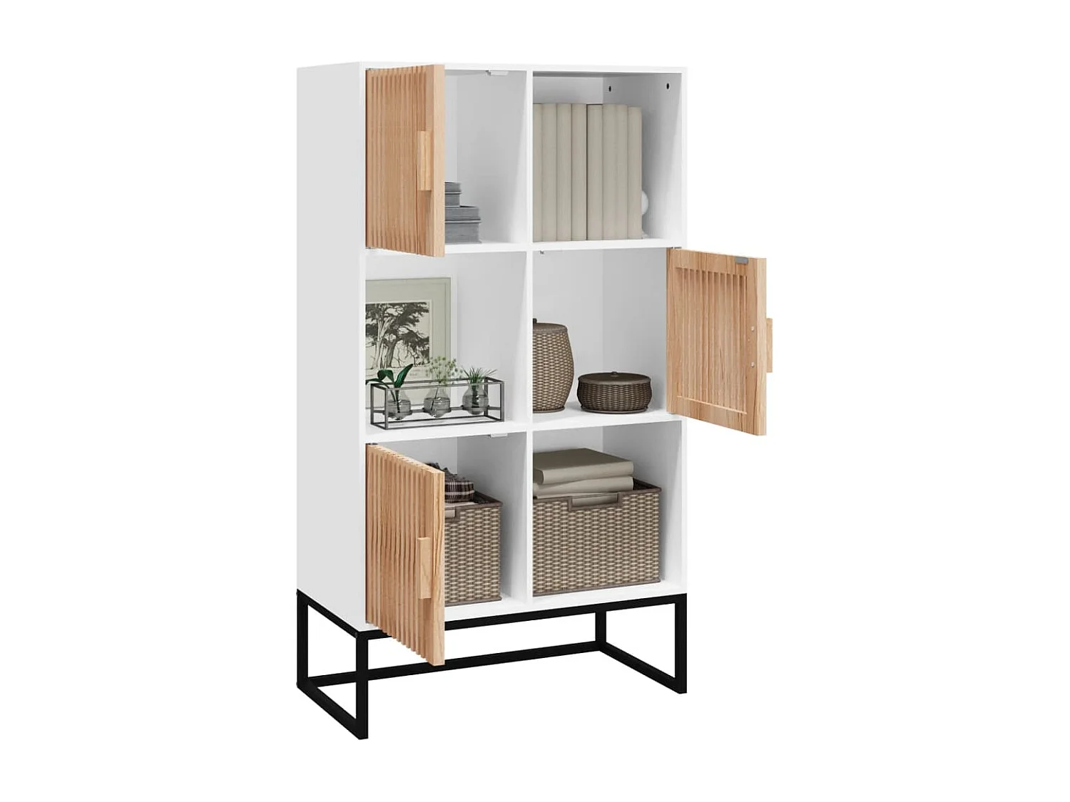 Buffet | Bahut | Meuble de rangement haut blanc 70x35x125 cm bois d'ingénierie