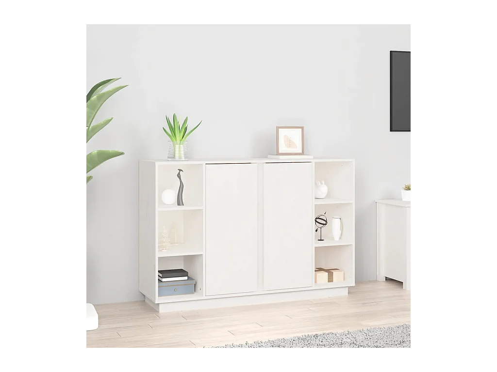 Credenza | Buffet | Armadio Bianca 120x35x80 cm in Legno Massello di Pino