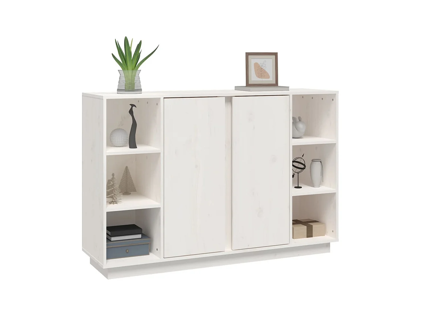 Credenza | Buffet | Armadio Bianca 120x35x80 cm in Legno Massello di Pino