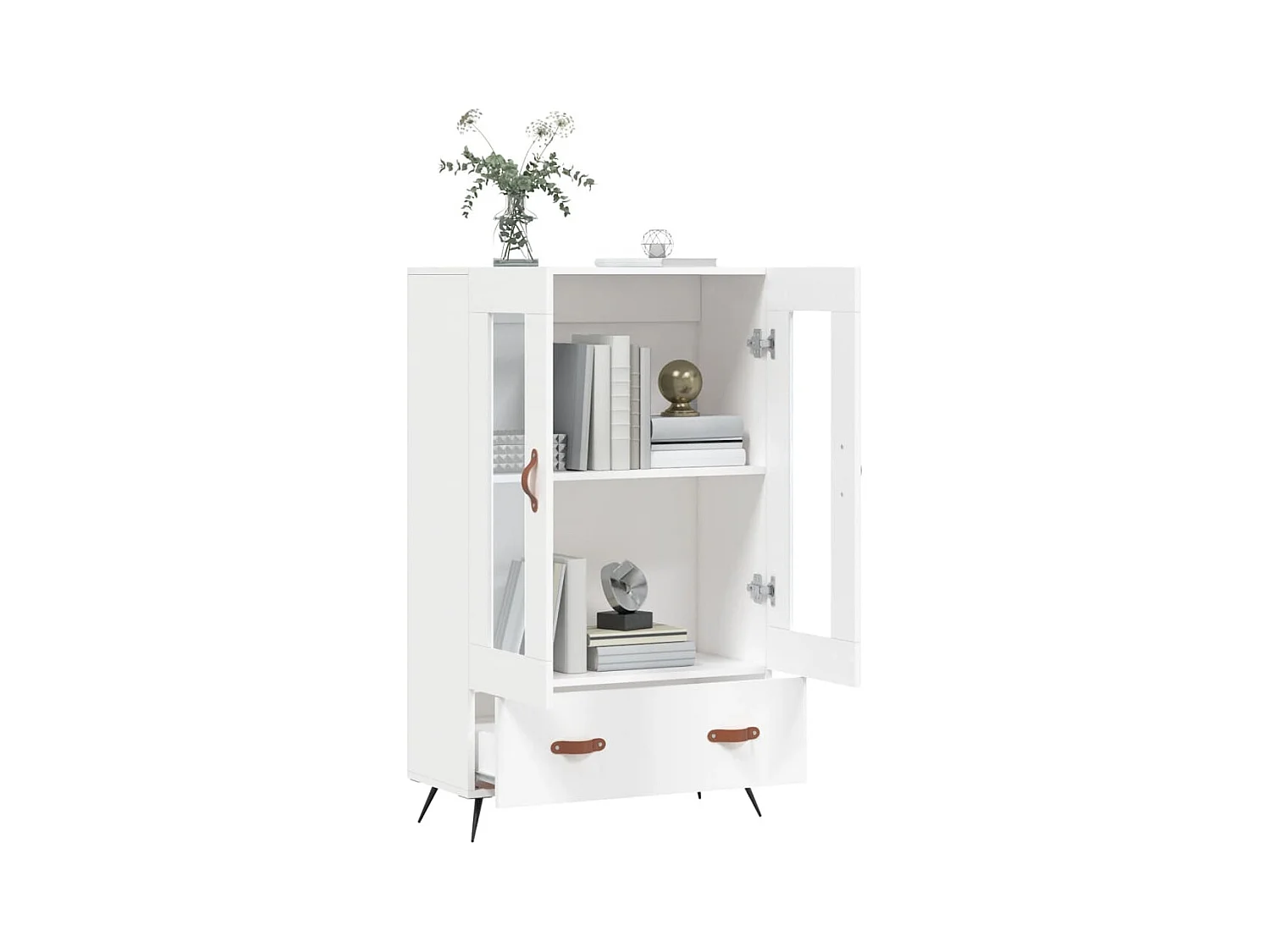 Credenza | Buffet | Armadio Bianca 69,5x31x115 cm in Legno Multistrato