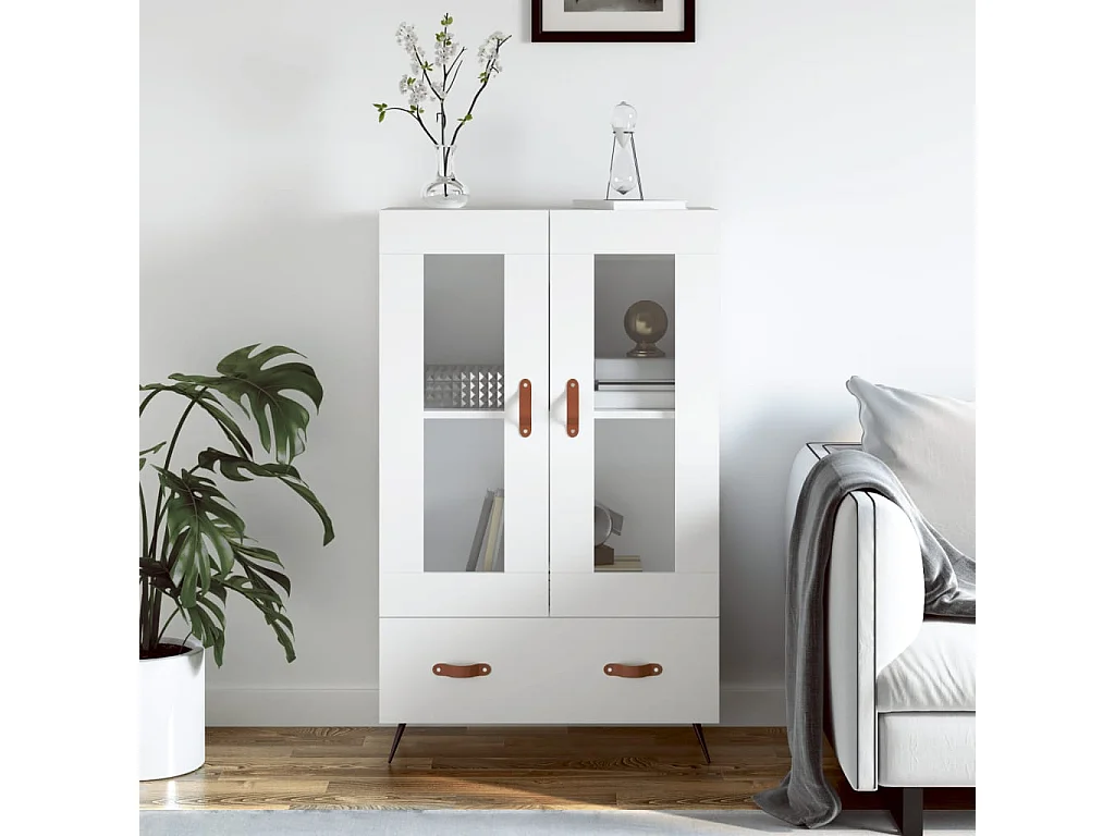 Buffet | Bahut | Meuble de rangement haut blanc 69,5x31x115 cm bois d'ingénierie