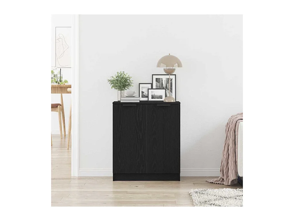 Buffet | Bahut | Meuble de rangement Bois Noir 60x30x70 cm en Bois D'ingénierie
