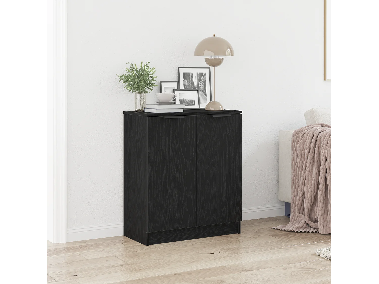 Buffet | Bahut | Meuble de rangement Bois Noir 60x30x70 cm en Bois D'ingénierie