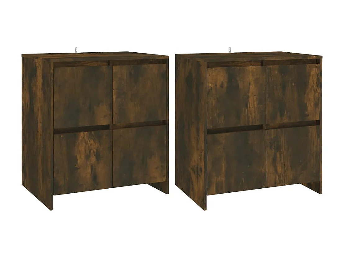 Buffets | Bahuts | Meuble de rangement 2 pcs Chêne fumé 70x41x75 cm Bois d'ingénierie