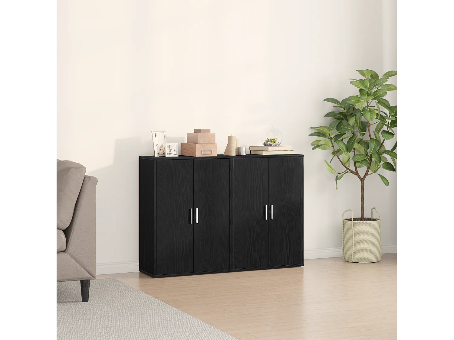 Buffets | Bahuts | Meuble de rangement 2 pièces en chêne noir, 60 x 31 x 84 cm en bois technique.