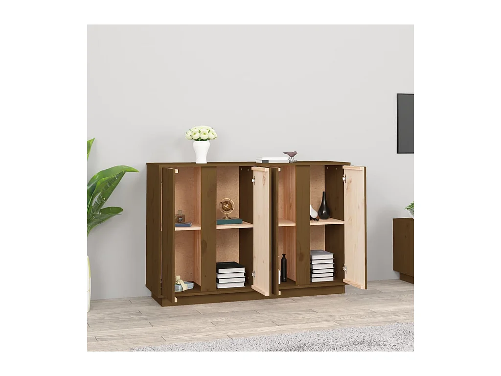 Buffet | Bahut | Meuble de rangement Marron miel 120x35x80 cm Bois massif de pin