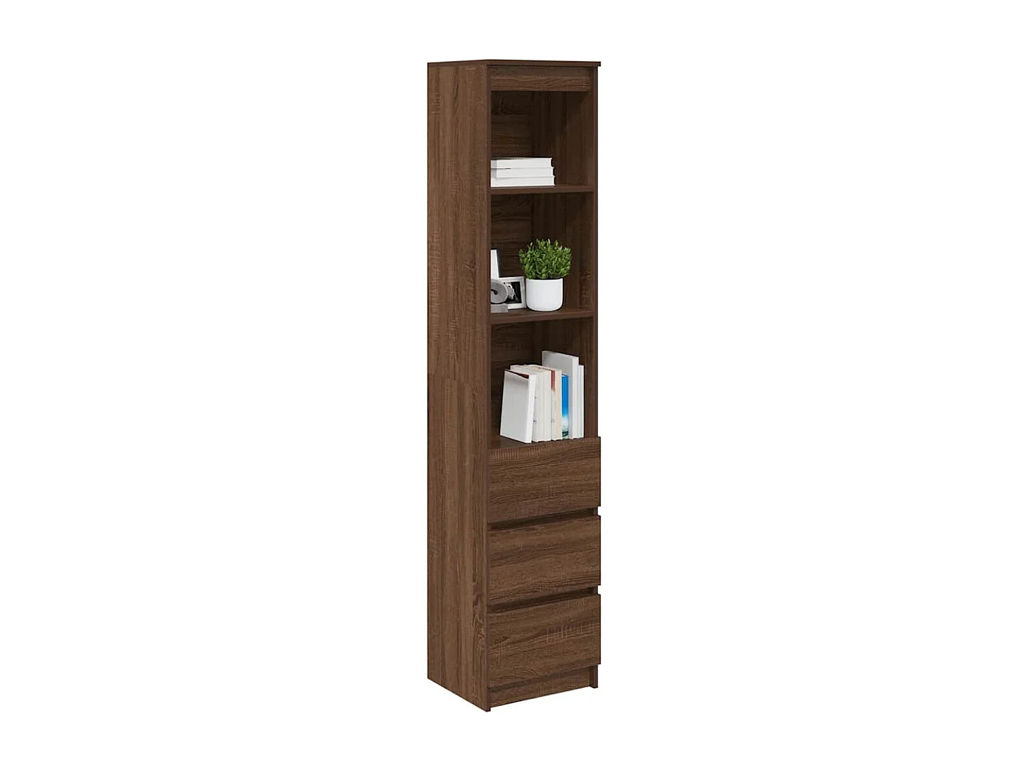 Credenza | Buffet | Armadio Rovere Marrone 37,5x35x180 cm in Legno Multistrato