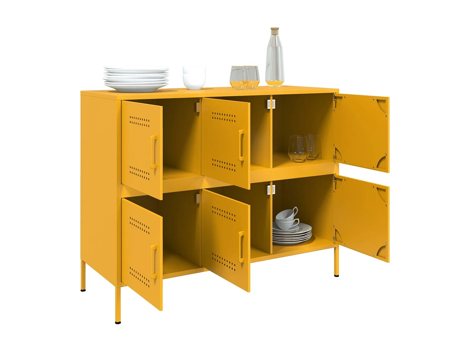 Buffet | Bahut | Meuble de rangement jaune moutarde 100,5x39x79 cm acier