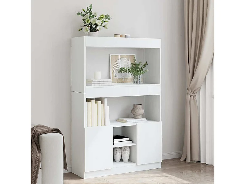 Credenza | Buffet | Armadio Bianca 92x33x140 cm in Truciolato