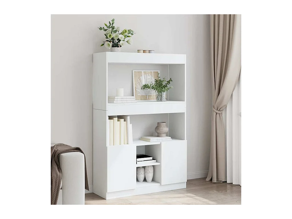 Credenza | Buffet | Armadio Bianca 92x33x140 cm in Truciolato