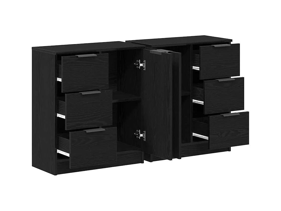 Buffets | Bahuts | Meuble de rangement 2 pcs Chêne Noir 60x30x70 cm Bois d'ingénierie