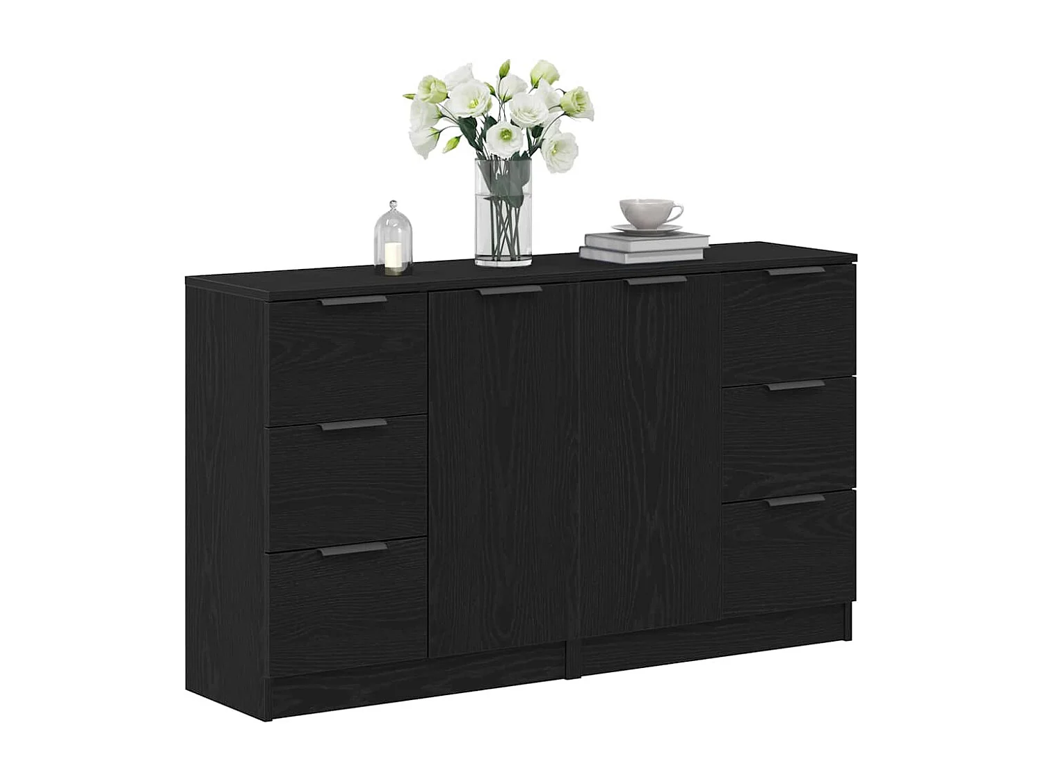 Credenze | Buffet | Armadi 2 pz Nero Rovere 60x30x70 cm Legno ingegnerizzato