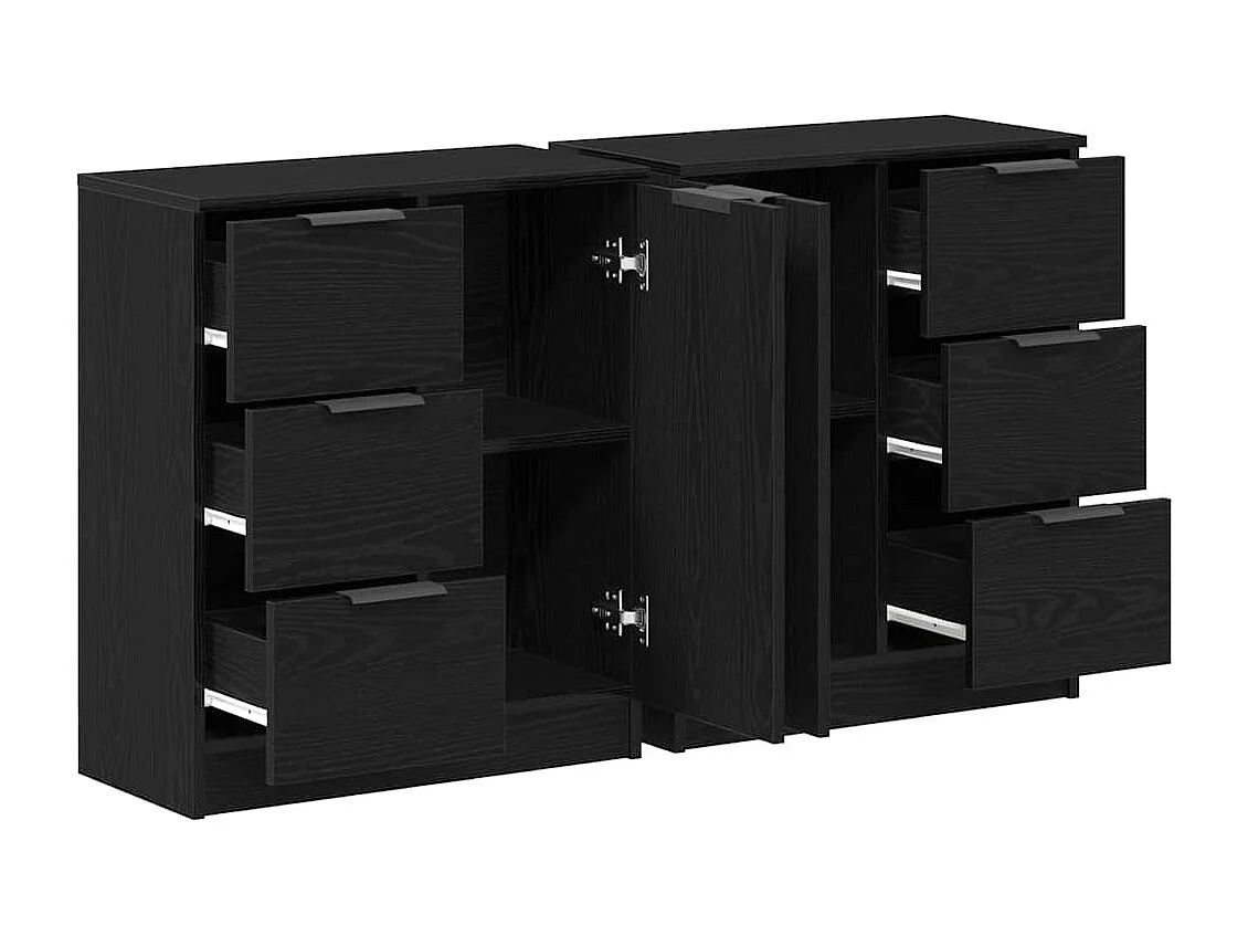 Credenze | Buffet | Armadi 2 pz Nero Rovere 60x30x70 cm Legno ingegnerizzato