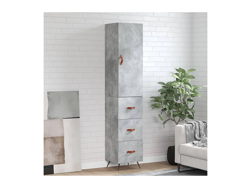 Credenza | Buffet | Armadio Grigio Cemento 34,5x34x180 cm in Legno Multistrato