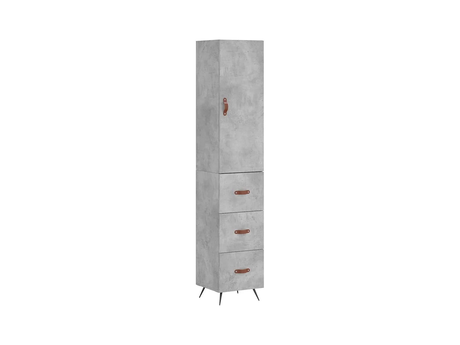 Buffet | Bahut | Meuble de rangement haut Gris béton 34,5x34x180 cm Bois d'ingénierie