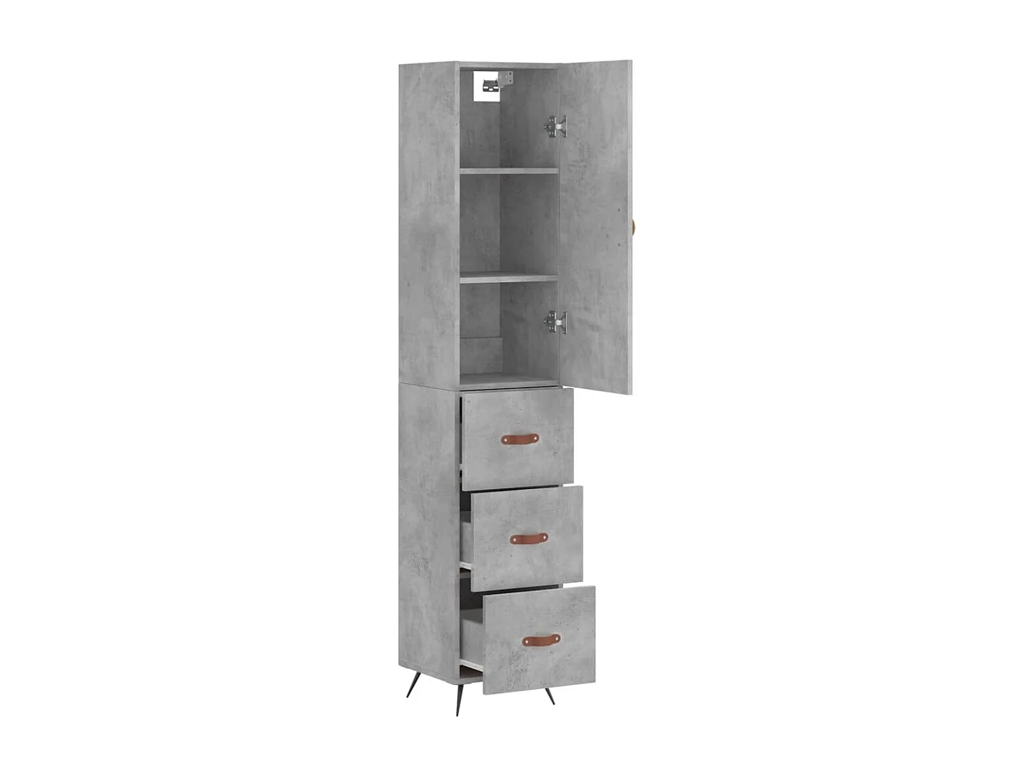 Credenza | Buffet | Armadio Grigio Cemento 34,5x34x180 cm in Legno Multistrato