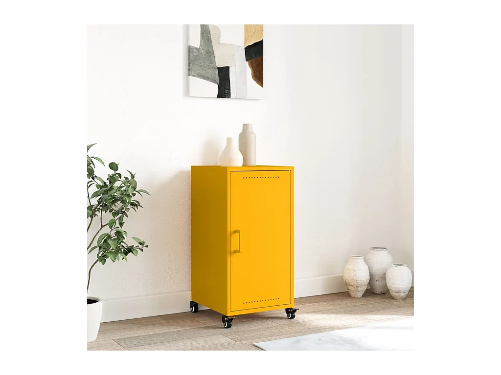 Buffet | Bahut | Meuble de rangement jaune moutarde 36x39x72 cm acier
