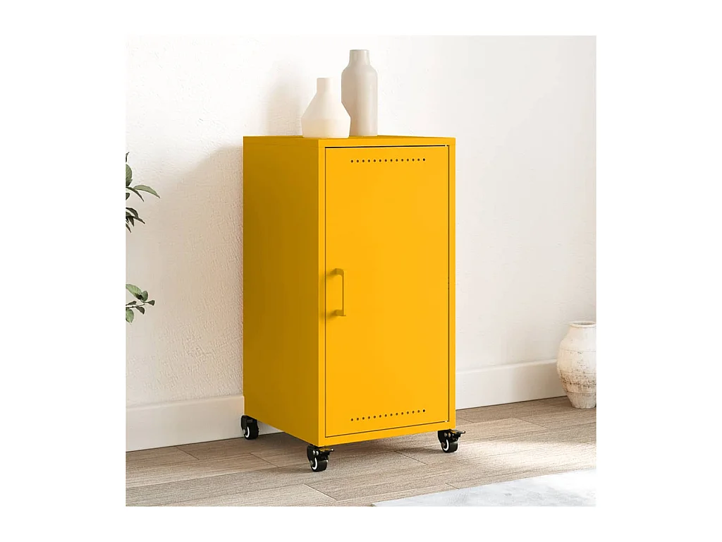 Credenza | Buffet | Armadio Giallo Antracite 36x39x72 cm Acciaio Laminato a Freddo