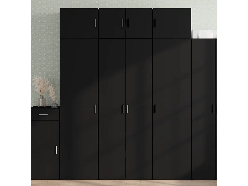 Credenza | Buffet | Armadio Nera 70x42,5x185 cm in Legno Multistrato