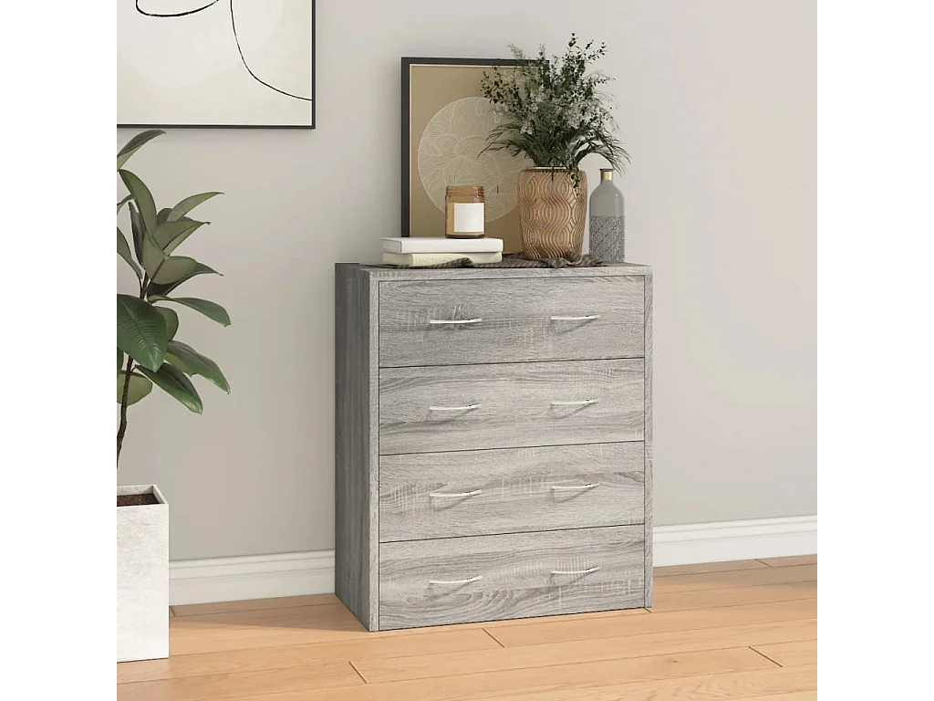 Credenza | Buffet | Armadio con 4 Cassetti 60x30,5x71 cm Grigio sonoma