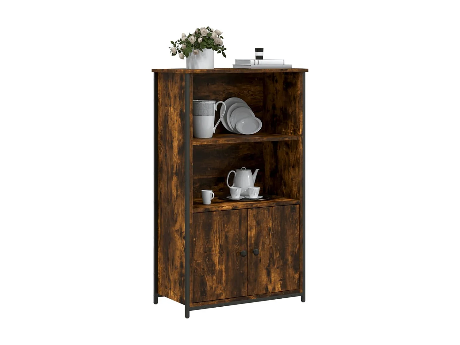 Buffet | Bahut | Meuble de rangement haut chêne fumé 62x32x103,5 cm bois d'ingénierie