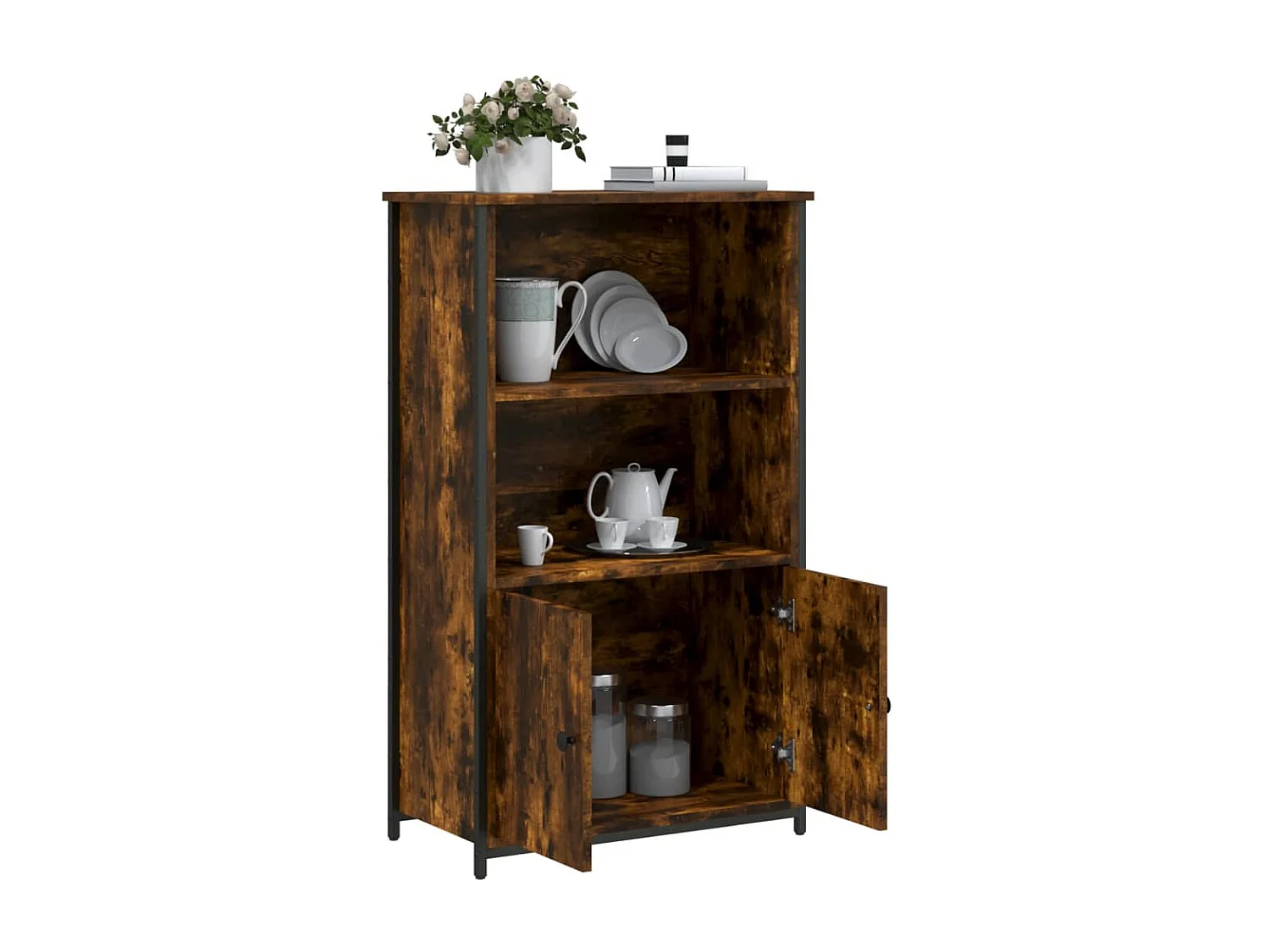 Buffet | Bahut | Meuble de rangement haut chêne fumé 62x32x103,5 cm bois d'ingénierie
