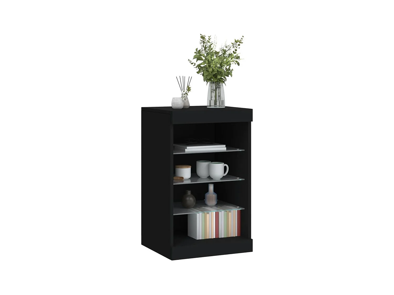 Buffet | Bahut | Meuble de rangement avec lumières LED noir 41x37x67 cm