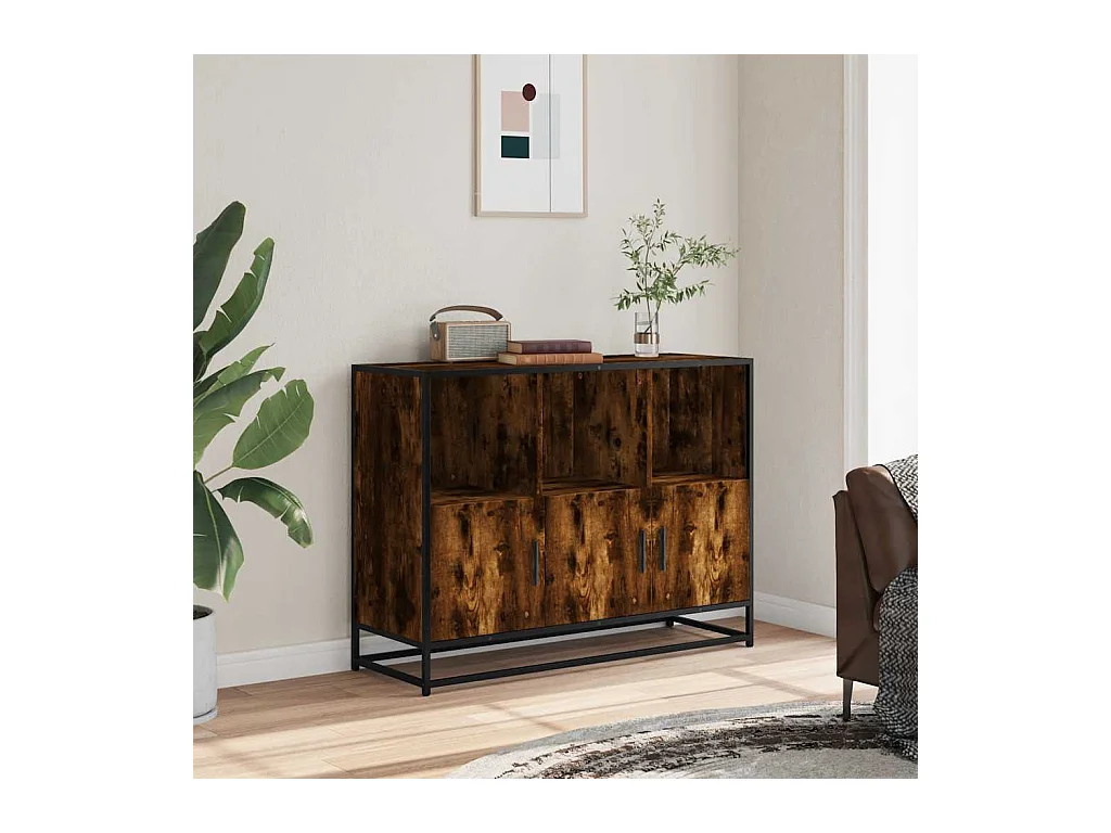 Credenza | Buffet | Armadio Rovere Fumo 100x35x76 cm in Legno Multistrato