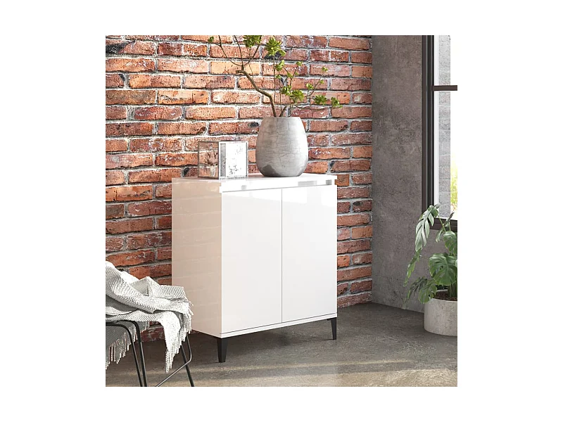 Buffet | Bahut | Meuble de rangement blanc brillant 60x35x70 cm bois d'ingénierie