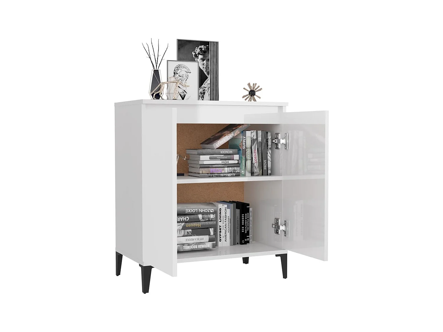 Credenza | Buffet | Armadio Bianco Lucido 60x35x70 cm in Legno Multistrato