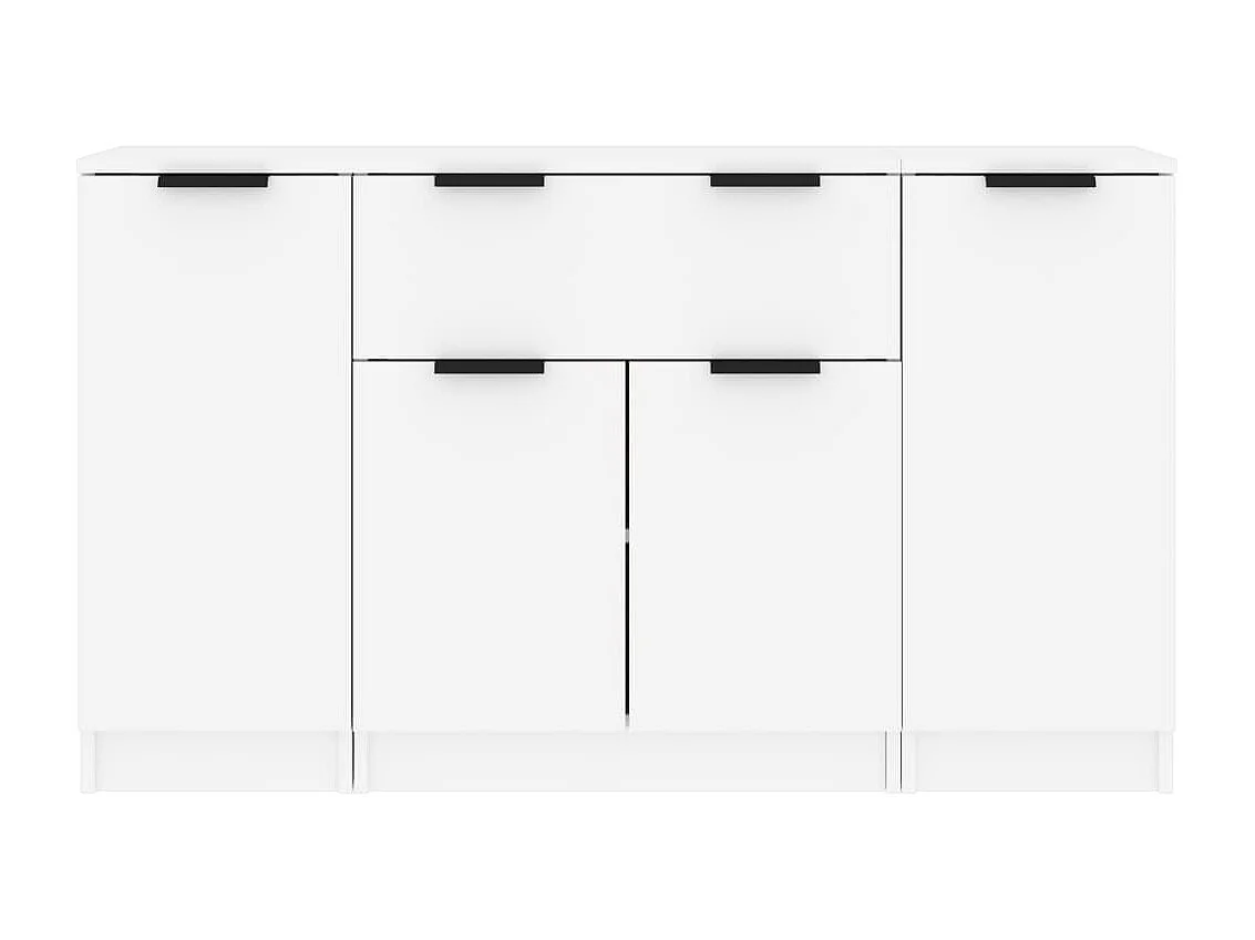 Buffet | Commode à tiroir | Meuble de rangements | Bahuts | Meuble de rangement 3 pcs Blanc Bois d'ingénierie