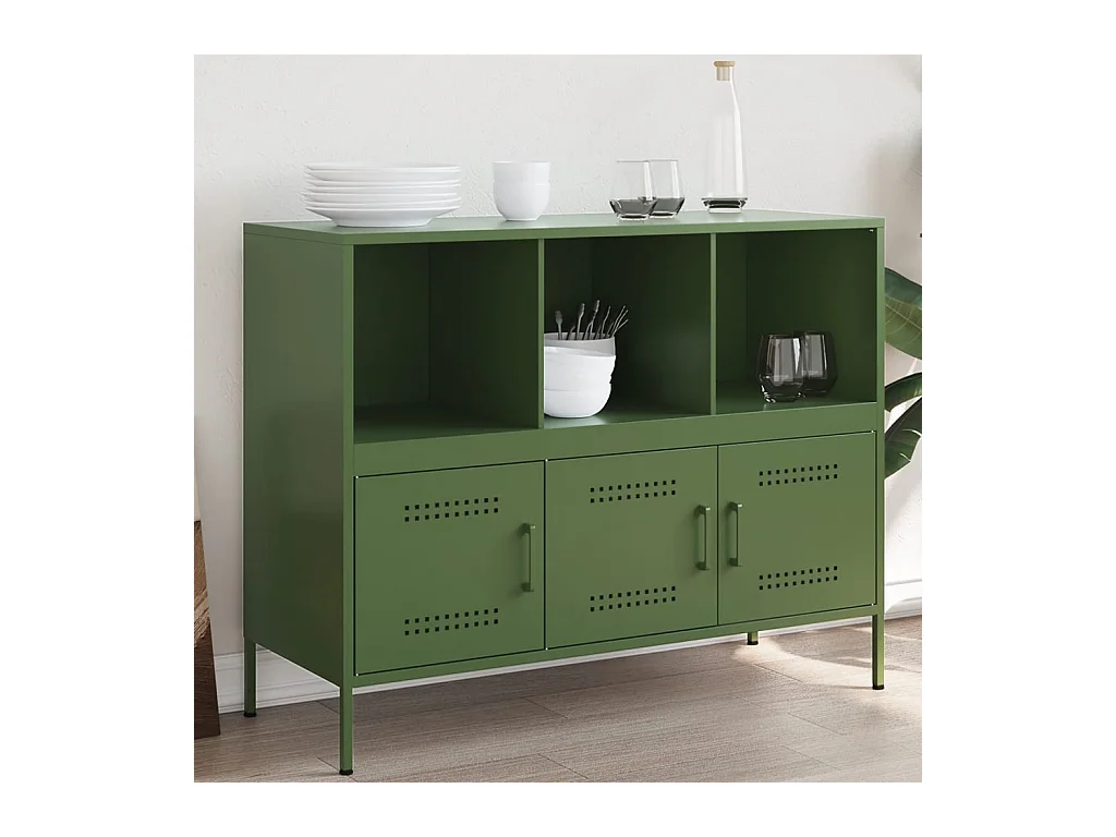 Credenza | Buffet | Armadio Verde Oliva 100,5x39x79 cm in Acciaio