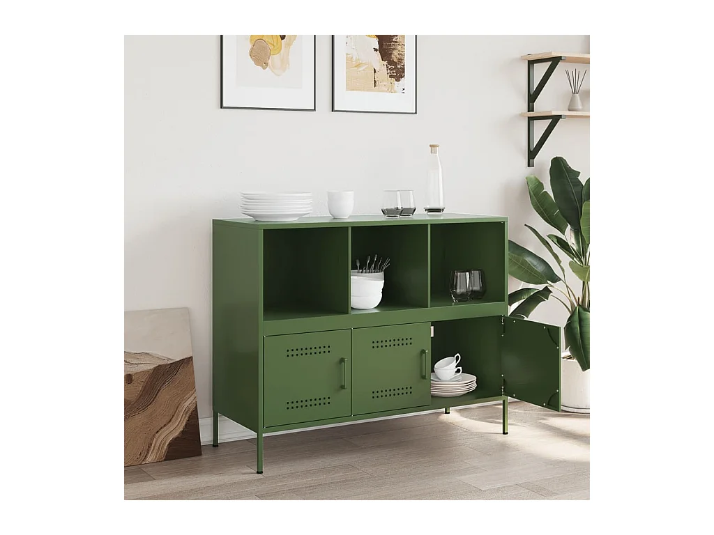Credenza | Buffet | Armadio Verde Oliva 100,5x39x79 cm in Acciaio