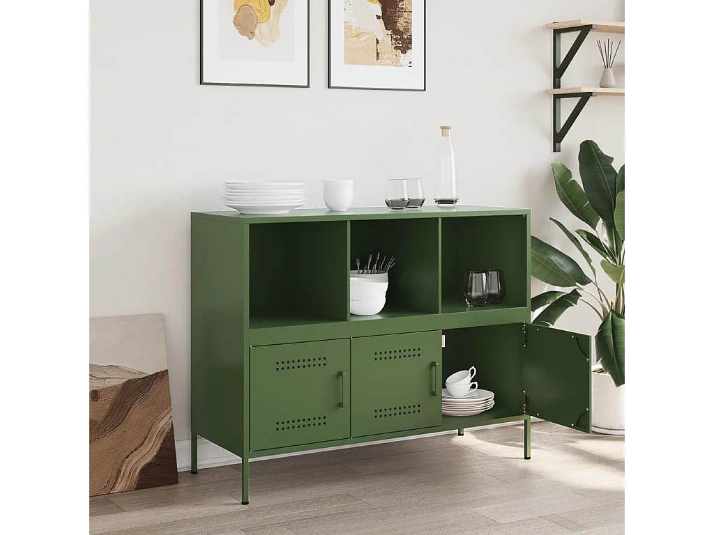 Credenza | Buffet | Armadio Verde Oliva 100,5x39x79 cm in Acciaio