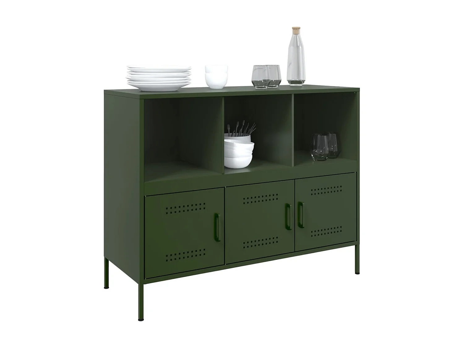 Credenza | Buffet | Armadio Verde Oliva 100,5x39x79 cm in Acciaio