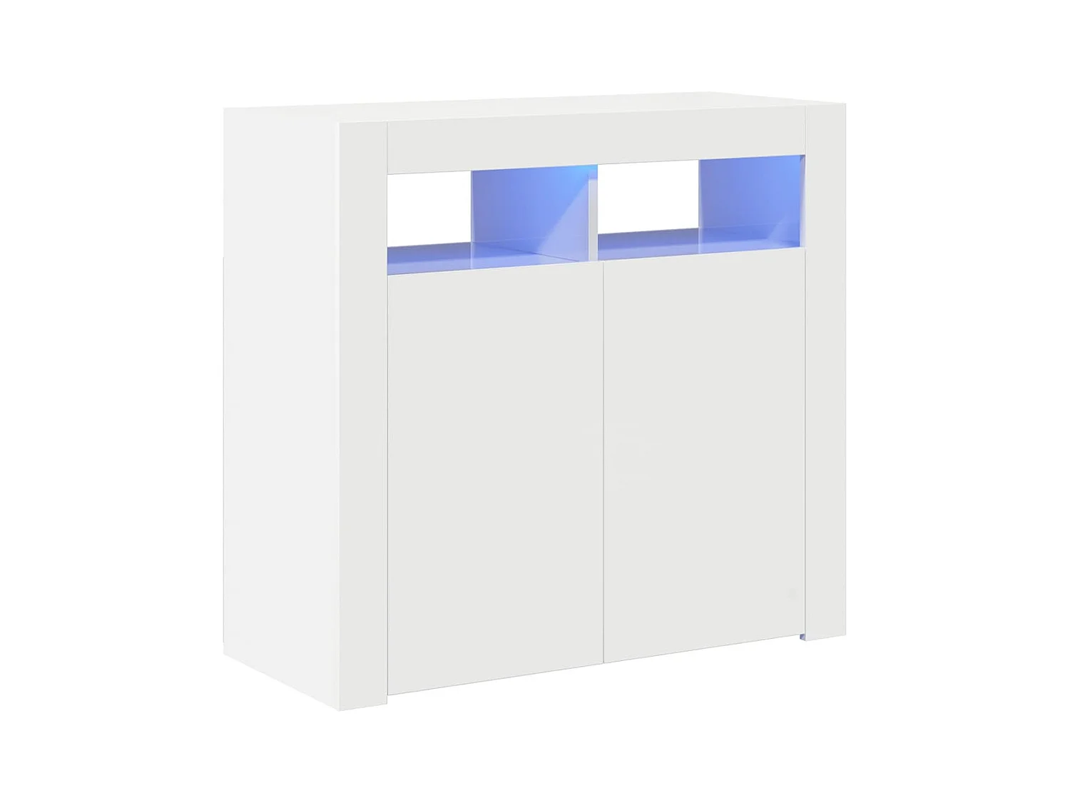 Buffet | Bahut | Meuble de rangement avec lumières LED blanc brillant 80x35x75 cm