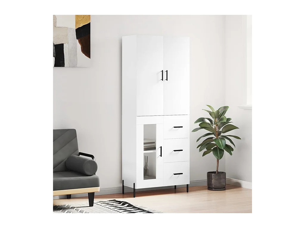 Credenza | Buffet | Armadio Bianca 69,5x34x180 cm in Legno Multistrato